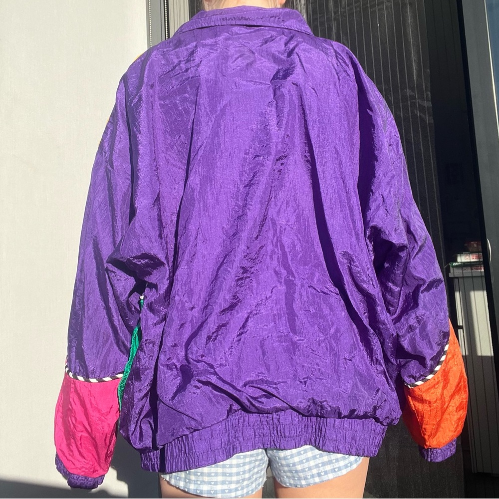 70s/80s Vintage Purple and Multi-Coloured Windbreaker Jacket - Picture 3 of 8